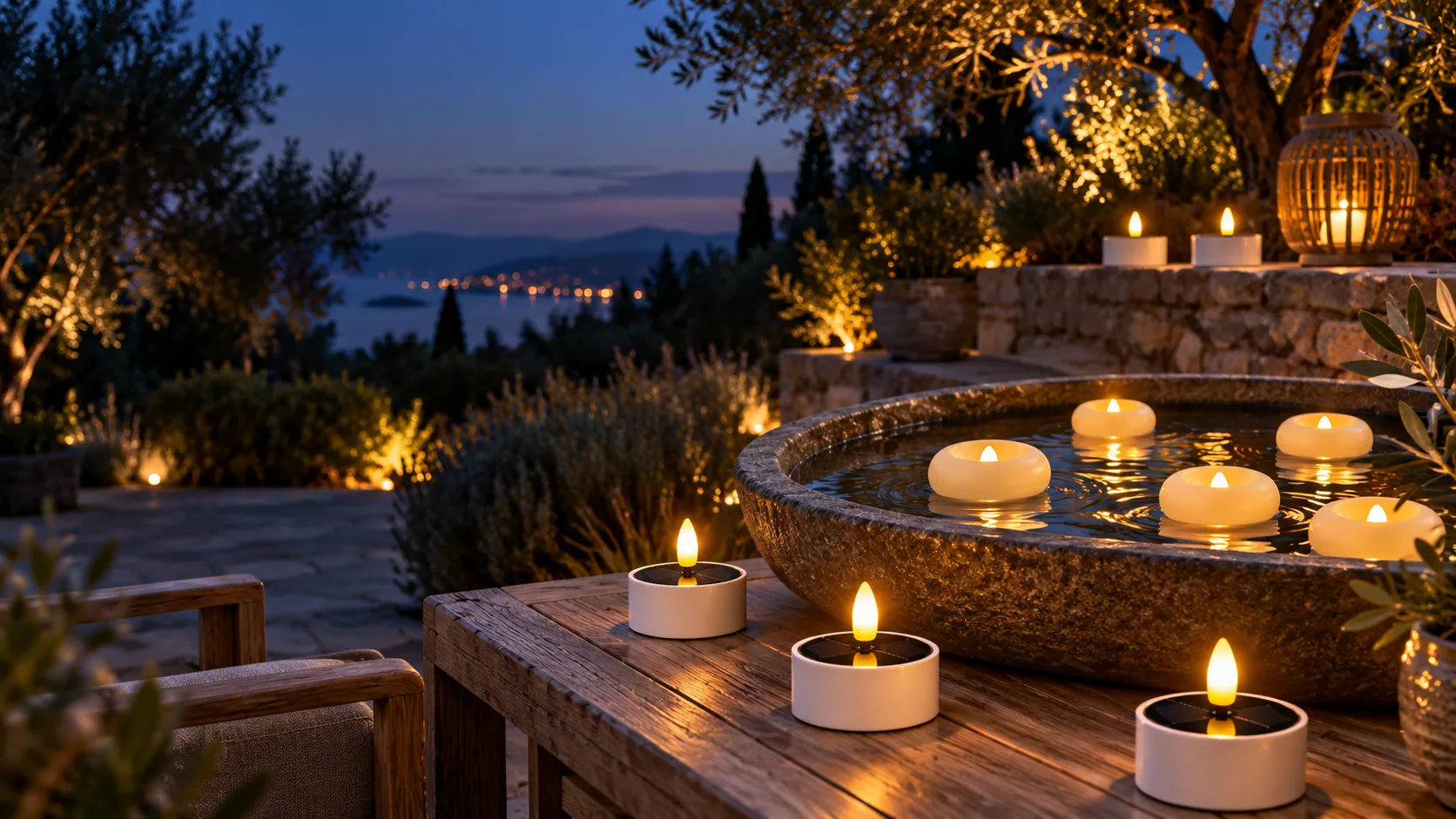 Outdoor & Floating Candles (styled scene)
