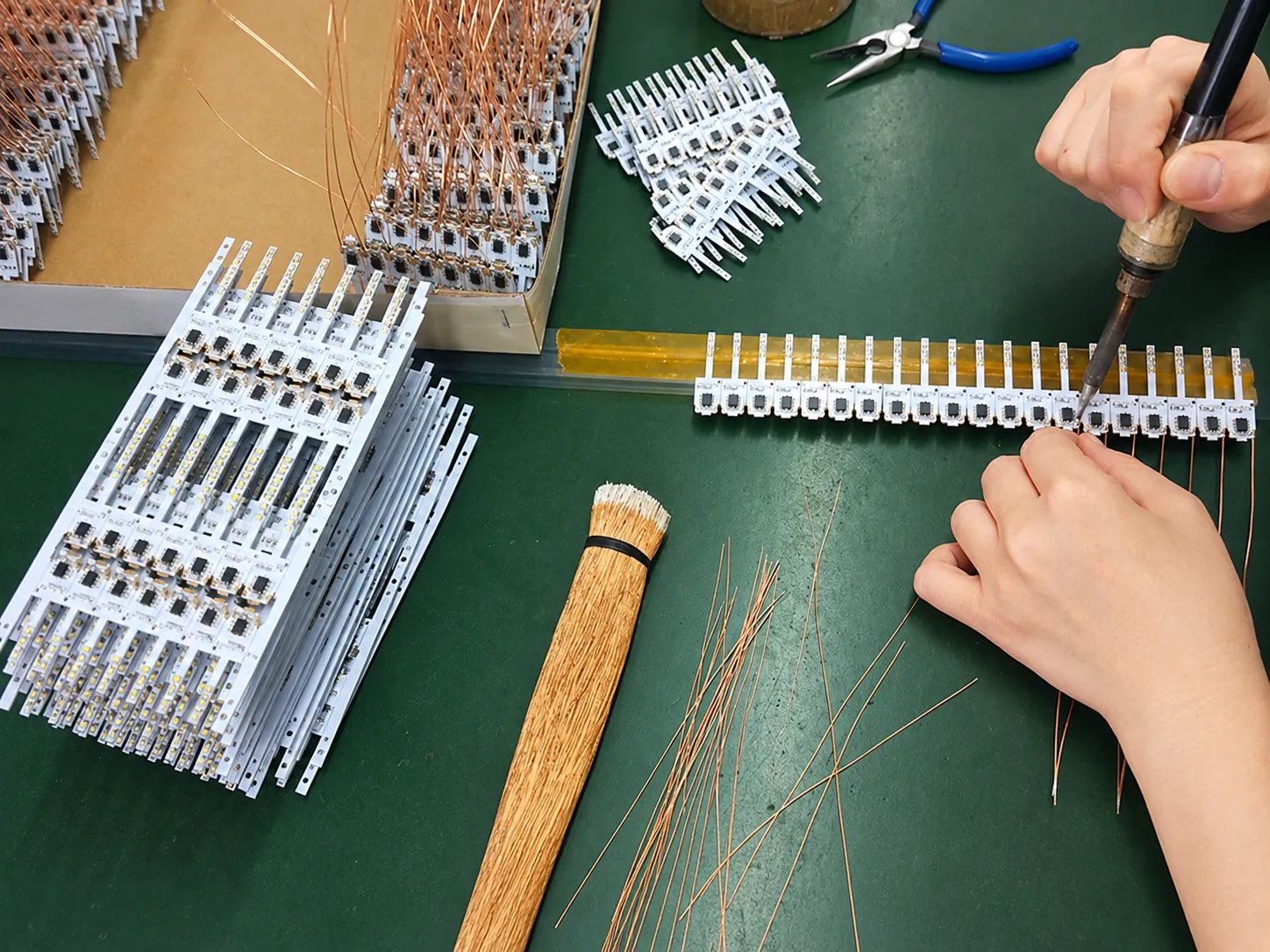 Soldering LED flame heads on PCB strips