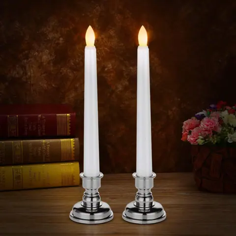 Set of 6 Flameless LED Ivory Taper Window Candles With Daily Timer Removable (FP20-6S) – view 2