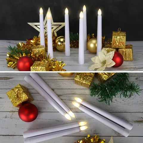 Set of 6 Flameless LED Ivory Taper Window Candles With Daily Timer Removable (FP20-6S) – view 5