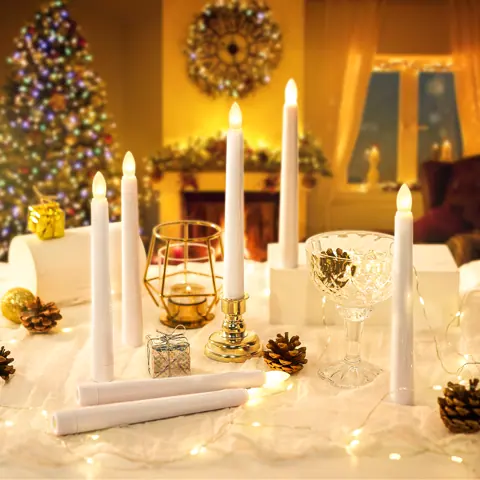 6 PCS Flickering Battery Operated LED Flameless Taper Candle With Timer (FP20-6G) – view 2