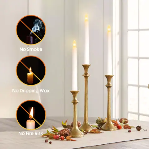 6 PCS Flickering Battery Operated LED Flameless Taper Candle With Timer (FP20-6G) – view 4