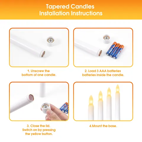6 PCS Flickering Battery Operated LED Flameless Taper Candle With Timer (FP20-6G) – view 6