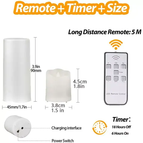 Rechargeable Candle Light Remote Control Tea Light Candles With Charging Base (TH-05) – view 5