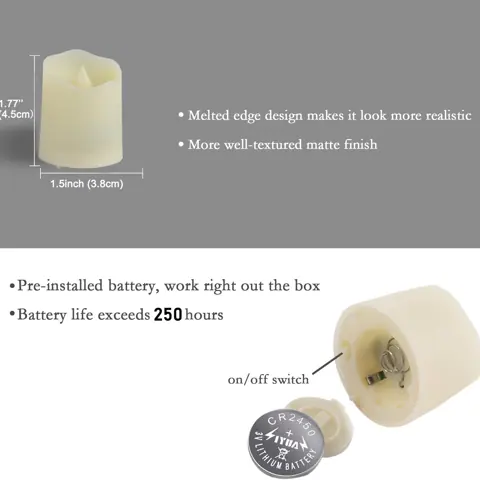 Battery LED Tea Lights, 12 Pack (TH01-6) – view 5