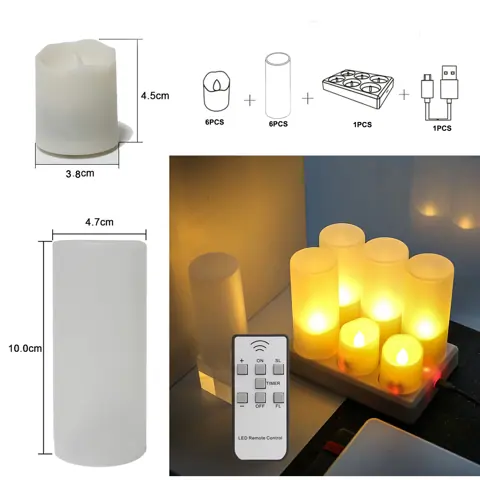 USB Rechargeable LED Tea Lights, Pack of 6 (TH-03) – view 6