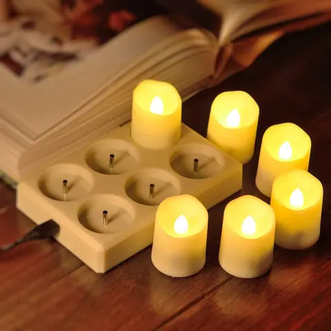 Pack of 6 USB Rechargeable LED Tea Light Candles (TH-05) – view 2