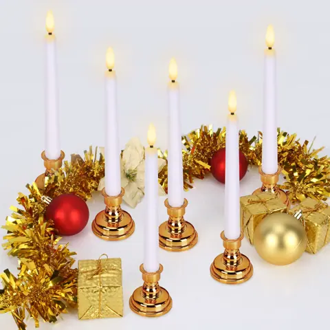 Flameless LED Ivory Taper Candles Realistic Black Wick with Daily Timer (FP21-6S) – view 4