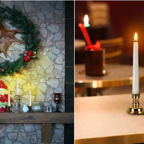 Flameless LED Ivory Taper Candles Realistic Black Wick with Daily Timer (FP21-6S) – view 6
