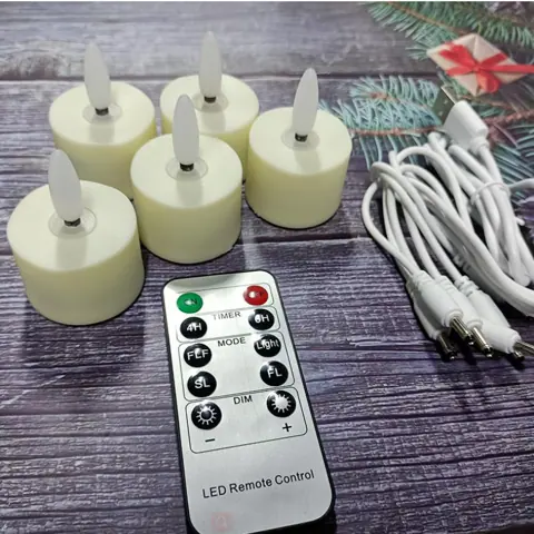 Set of 12 Rechargeable LED Tea Lights with Breathing Flicker (TH-07) – view 3