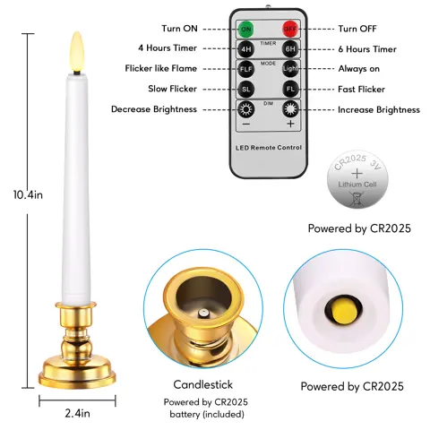 LED Taper Candles with Remote (FP21-6) – view 6