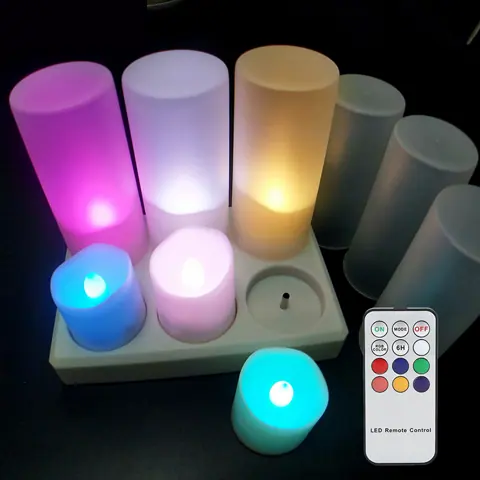 Coloured Rechargeable LED Tea Lights with Remote (TH-06) – view 2