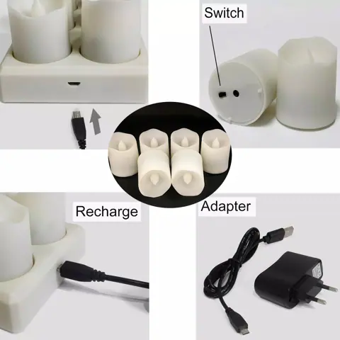 Coloured Rechargeable LED Tea Lights with Remote (TH-06) – view 4