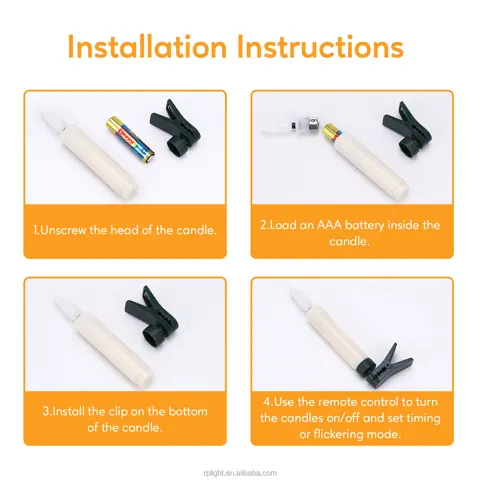 Beige 3D Wick LED Taper Candles with Remote (FP-03) – view 3