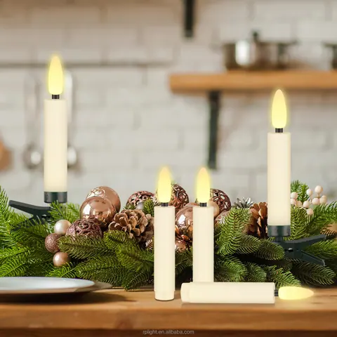 Beige 3D Wick LED Taper Candles with Remote (FP-03) – view 5