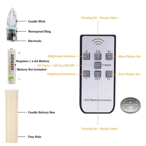 12pcs Remote Control LED Candles Wireless Christmas Candles LED Flickering (FP-02) – view 6