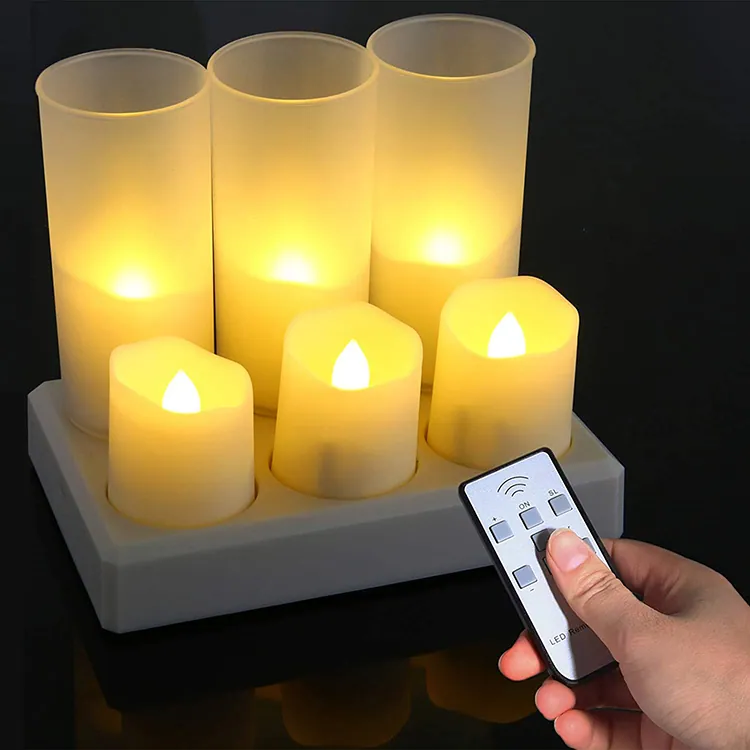 Flameless Candles with Rechargeable Base LED Candle Flickering Tea Lights (TH-05)