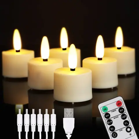6 Pcs Rechargeable LED Candles with USB Charging Cable Christmas Halloween (TH07-6) – view 2