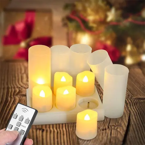 Rechargeable LED Tea Lights with 7-Key Remote, Charging Base and Cups (TH-05) – view 4