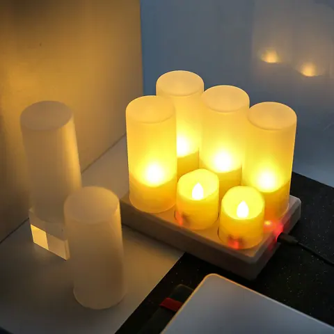 Rechargeable LED Tea Lights with 7-Key Remote, Charging Base and Cups (TH-05) – view 5