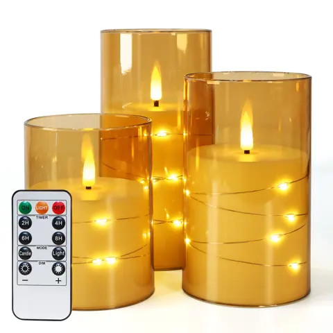 Battery Operated Plastic Flickering 3D Flame Candle Pillar Flameless LED (OM-01)