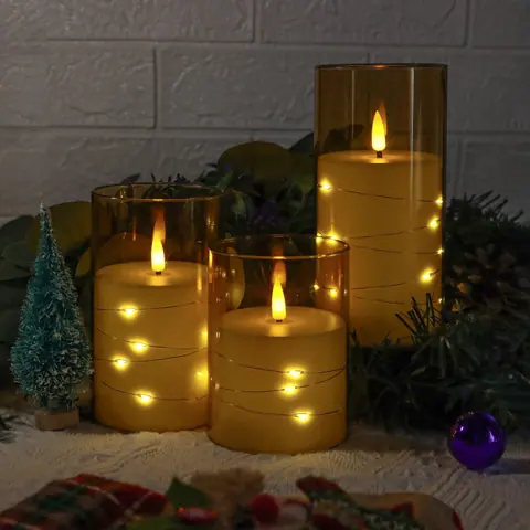Battery Operated Plastic Flickering 3D Flame Candle Pillar Flameless LED (OM-01) – view 4