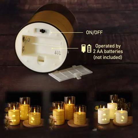 Battery Operated Plastic Flickering 3D Flame Candle Pillar Flameless LED (OM-01) – view 5