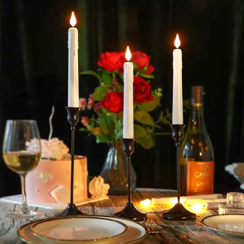 White Rechargeable LED Taper Candles, Pack of 6 (FP-21) – view 2