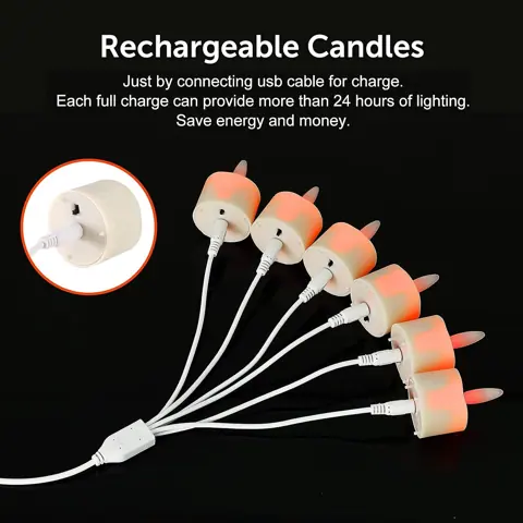 LED Tea Lights Rechargeable with Timer 12 Electric Tea Lights LED Candles (TH07-12) – view 3