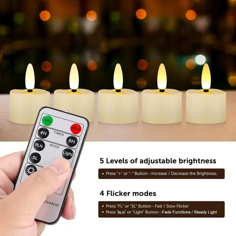 LED Tea Lights Rechargeable with Timer 12 Electric Tea Lights LED Candles (TH07-12) – view 4