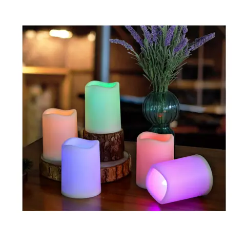 RGB Color Change Flameless Candles Christmas Halloween Home Decor LED Pillar (TH-13R)