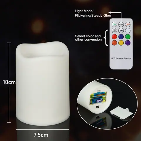 RGB Color Change Flameless Candles Christmas Halloween Home Decor LED Pillar (TH-13R) – view 3