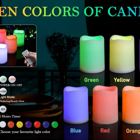 RGB Color Change Flameless Candles Christmas Halloween Home Decor LED Pillar (TH-13R) – view 5