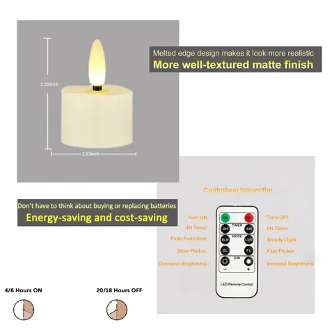 Pack of 12 Flickering Flameless LED Tea Light Candles With Charging Station (TH-07) – view 3