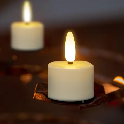 Pack of 12 Flickering Flameless LED Tea Light Candles With Charging Station (TH-07) – view 4