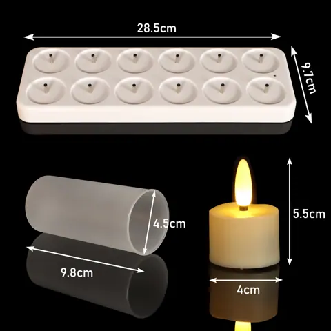 Pack of 12 Flickering Flameless LED Tea Light Candles With Charging Station (TH-07) – view 5