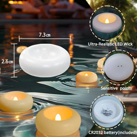 Plastic Water Activated Floating Candles (JS-W16) – view 2