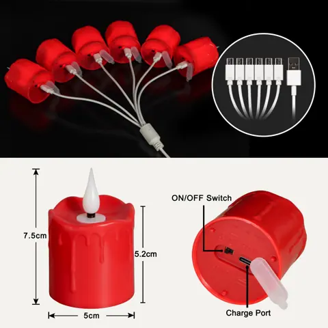 6pcs Battery Operated Tea Candle Set Flameless Remote Electric LED Lights (TH-08-R) – view 4