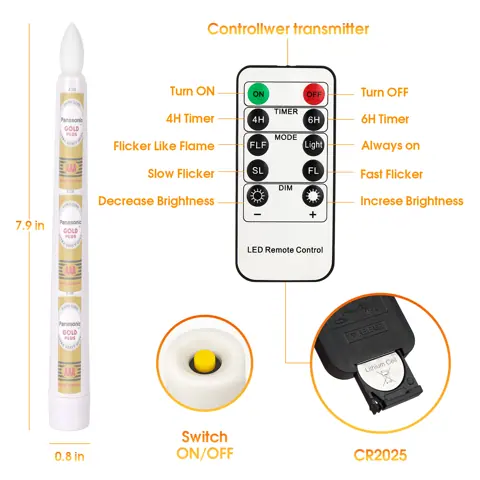 10-key Remote LED Window Taper Candle (FP-20) – view 5