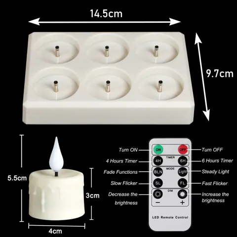 USB Rechargeable Flameless LED Tealight Candles with Charging Base (TH-03) – view 4