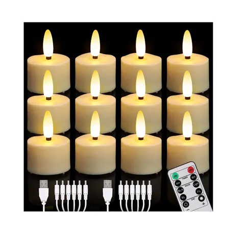 12pcs/set Flickering Battery Powered Candle Light Flameless Rechargeable LED (TH-07)