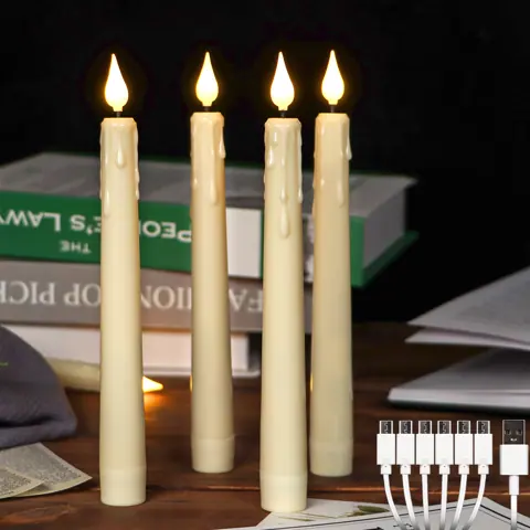 8 Inch Rechargeable LED Candles Flameless Flickering Flame Battery-Operated (FP-21)