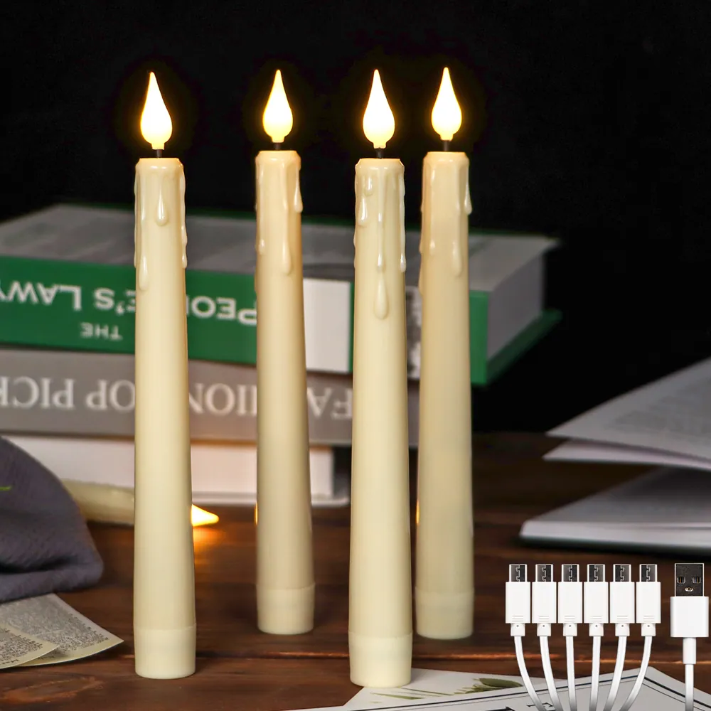 8 Inch Rechargeable LED Candles Flameless Flickering Flame Battery-Operated (FP-21)