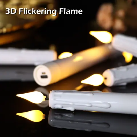 8 Inch Rechargeable LED Candles Flameless Flickering Flame Battery-Operated (FP-21) – view 5