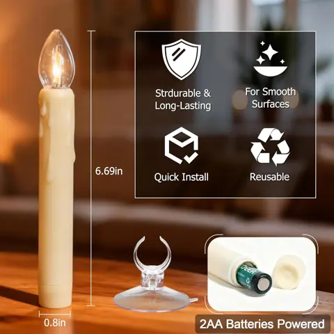 6.7-Inch LED Window Candles Dusk Dawn Sensor Candle 6PCS Battery Operated (FP15-B) – view 4
