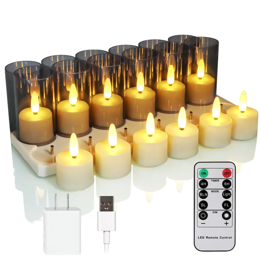 Warm White 3D Flame LED Tealight with Remote (TH-07)
