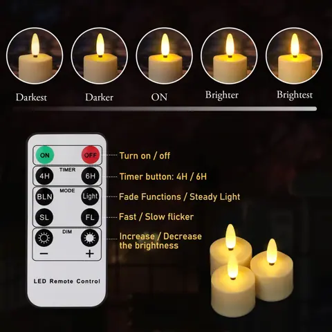 Warm White 3D Flame LED Tealight with Remote (TH-07) – view 3