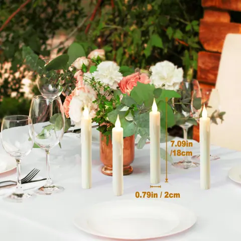 6PCS Ivory Flameless Taper Candles With Remote Timer (OM-6) – view 6