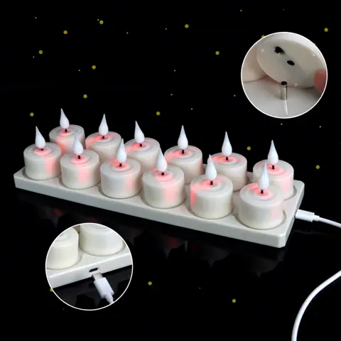 Set of 12 Rechargeable 3D Flame LED Tea Lights (TH03) – view 2
