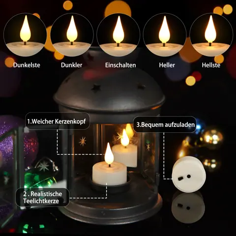 Set of 6 Rechargeable LED Candle Flickering Tea Lights with Charging Base (TH-04) – view 5